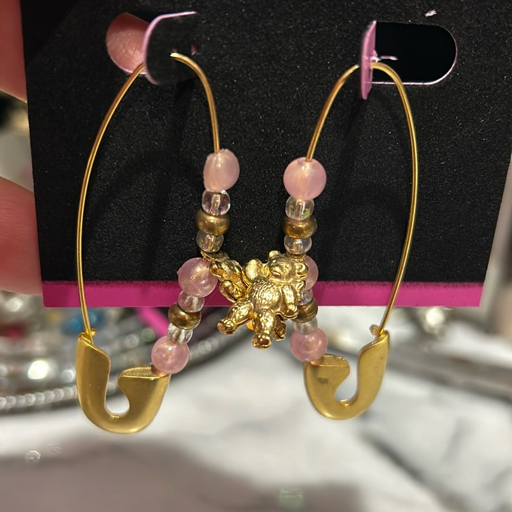 Vintage Rare Jonette Jewelry Safety Pin Earrings-Boutique